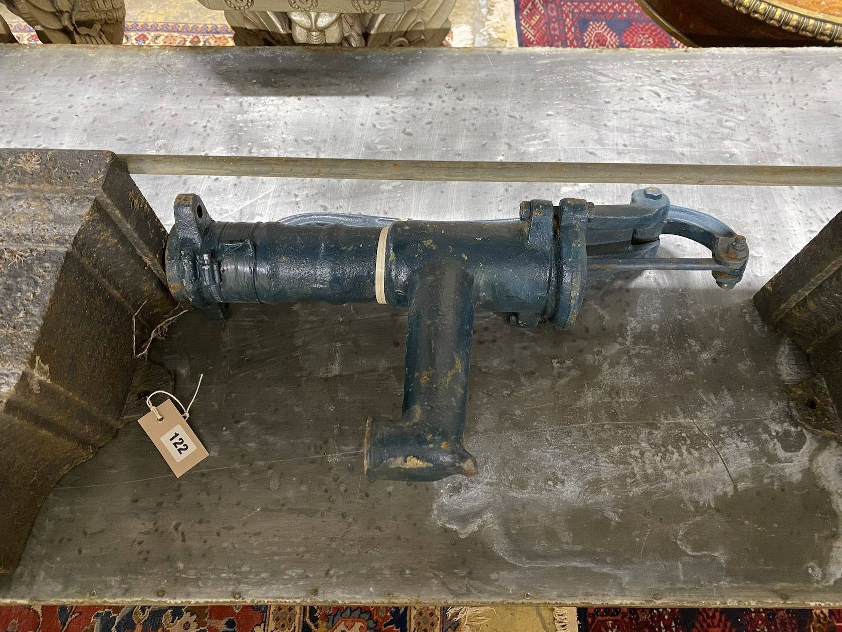 A pair of Victorian cast iron hoppers and a water pump - Image 2 of 3