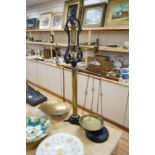 A 19th century set of iron and brass counter scales, 87cms high