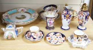 Royal Crown Derby, Shelley, Davenport wares, two cabinet cups, together with mixed continental