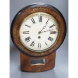 A 19th century Black Forest walnut and brass inlaid wall dial timepiece, 44cm high