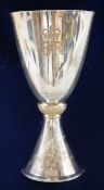 A cased Mappin and Webb parcel gilt silver limited edition QEII Silver Wedding Anniversary goblet,