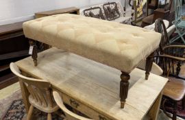 A Regency style rectangular mahogany dressing stool, length 102cm, depth 53cm, height 42cm