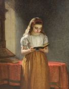 Richard Crafton Green (1848-1934), oil on canvas, Young girl reading, signed and dated 1877, label