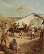 A. Russell, oil on canvas, 'The Relief of Ladysmith', signed and dated 1911, 75 x 62cm