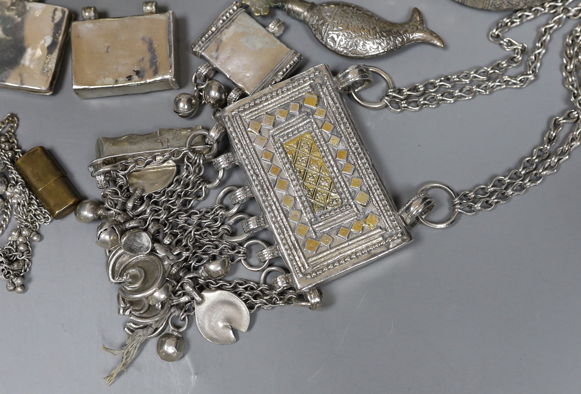 A small group of Middle Eastern mainly white metal jewellery, including bangles, bracelets and an - Image 2 of 5