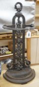 A Victorian Falkirk foundry cast iron stick stand, with year stamp, mark: Falkirk. No: 34,70cms