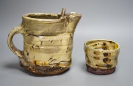 Jean-Nicolas Gérard (b.1954), a pale yellow and brown glazed earthenware jug and a similar bowl,