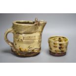 Jean-Nicolas Gérard (b.1954), a pale yellow and brown glazed earthenware jug and a similar bowl,