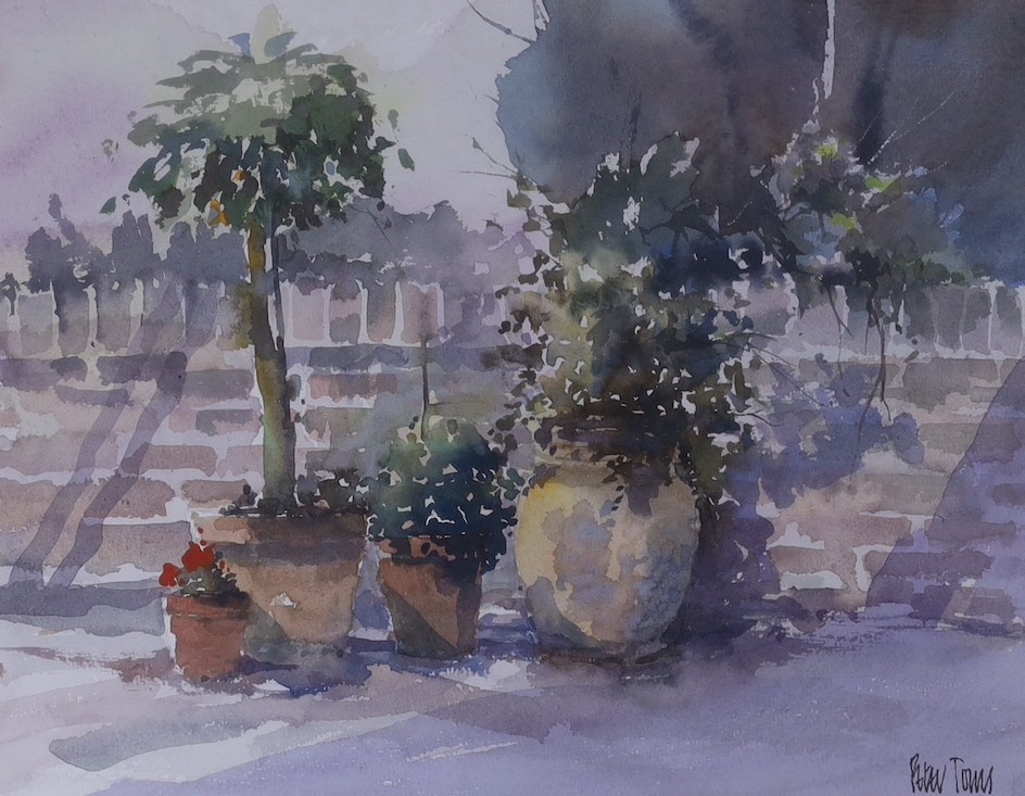Peter Toms (b.1940), three watercolours, 'Patio Pots', 'Home with the catch' and 'In the - Image 4 of 4