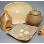 British studio pottery; a group to include a Micki Schloessingk (b.1949) salt glaze teapot and