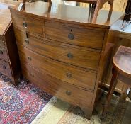 A Regency mahogany bowfront chest, width 107cm, depth 53cm, height 106cm