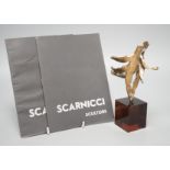 Emanuele Scarnicci (b.1916-?), a cast bronze abstract figure, with exhibition catalogues, 20cm