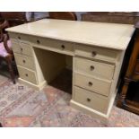 A painted pine kneehole desk, width 122cm, depth 70cm, height 75cm