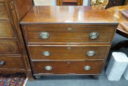A George III mahogany three drawer chest, width 92cm, depth 54cm, height 89cm