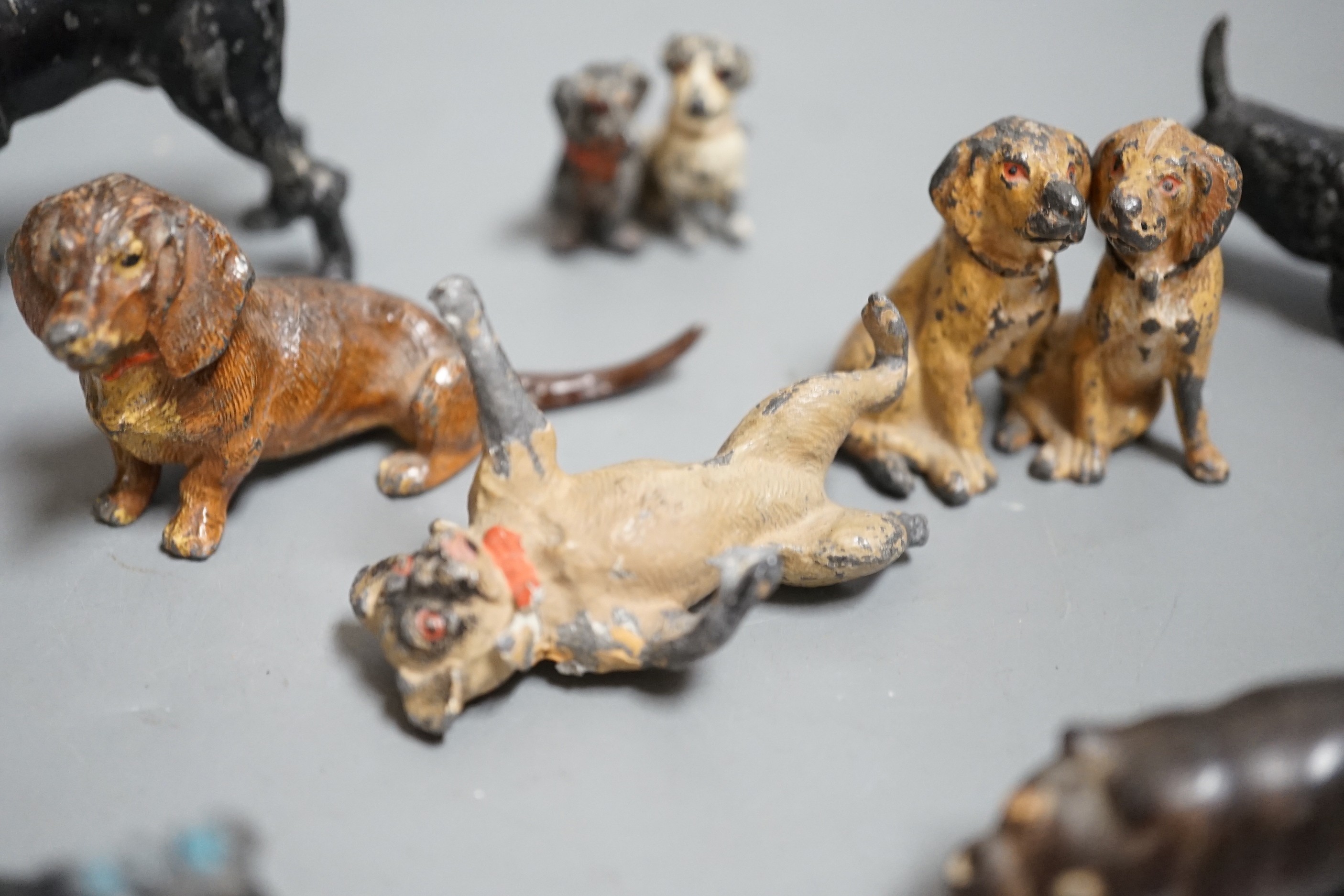 A small collection painted cast metal figures, dogs, to include ‘dancing dogs’, (group) - Image 4 of 7