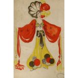 Walter Clarkson, pencil, watercolour and glitter, Costume design for an Arabian dancer, stamped,