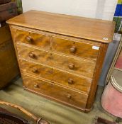 A Victorian satin birch chest of drawers, width 103cm, depth 46cm, height 105cm