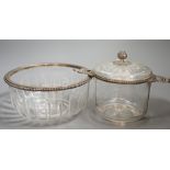 An early 20th century French white metal mounted cut glass caviar set, by Amelie Cardeilhac,