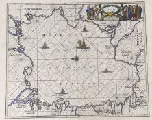Olfert Dapper, a hand-coloured engraved map, ‘’Paskaert vande Caspise Zee’’, circa 1672, 29 x 35cm.