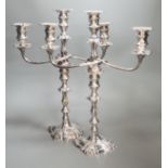 A pair of 1950's silver two branch, three light candelabra, by Atkin Brothers, Sheffield, 1954,
