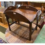 A George III style mahogany butler's tray on stand, width 69cm, depth 46cm, height 60cm