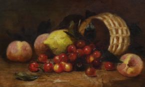 A.F. Burnop (19th C.), oil on canvas, Still life of cherries and other fruit, signed and dated 1895,