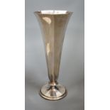 A German 800 standard white metal flared hexagonal specimen vase, 22.1cm, weighted.