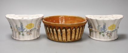 A Slipware conical bowl, 18th / 19th century, flaking to decoration, 19cm diameter, together with