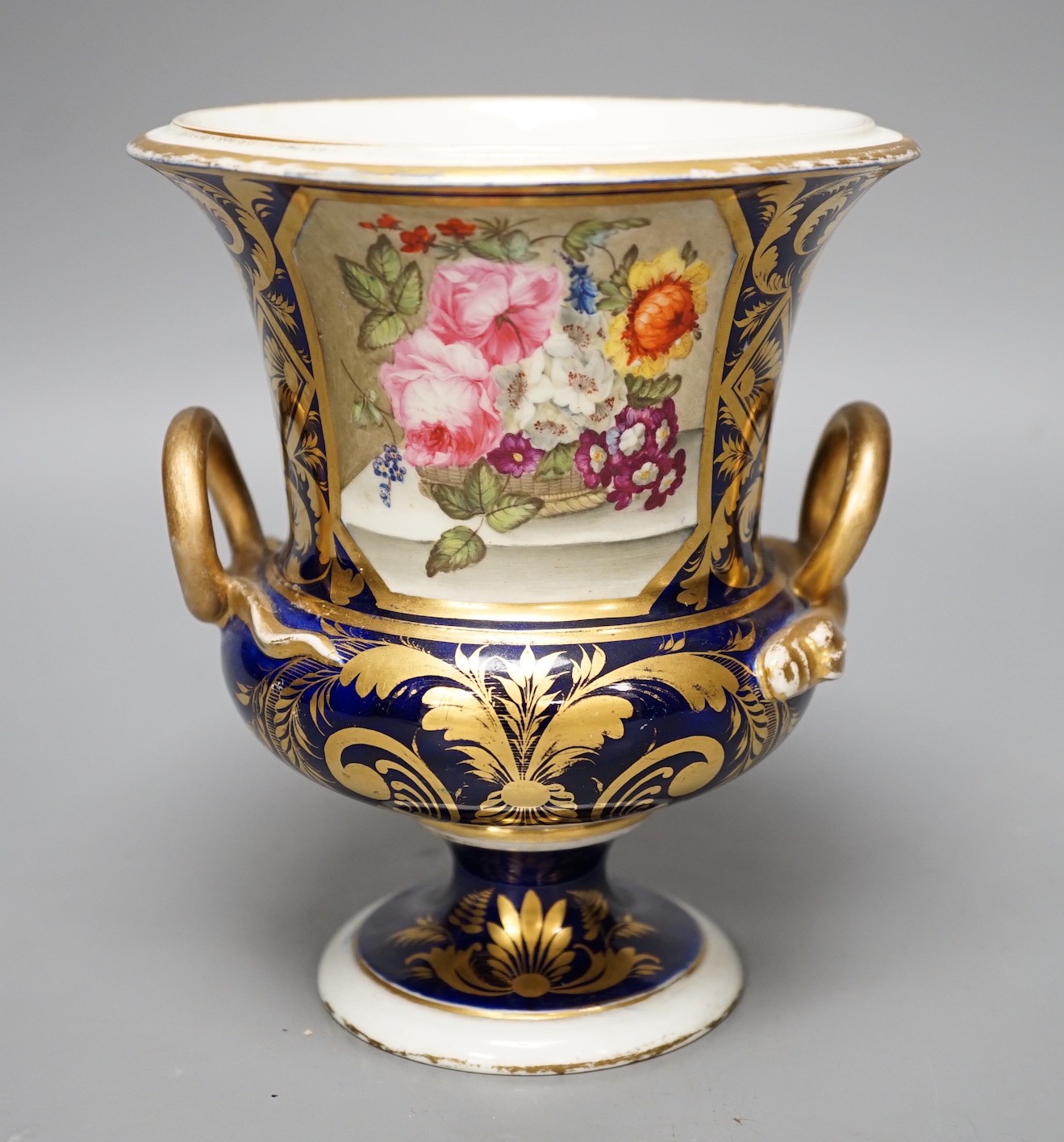 An early 19th century Derby two handled vase. 16cm high