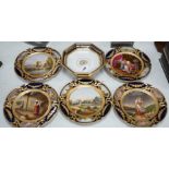 A group of 19th century Paris porcelain painted cabinet plates together with an associated footed