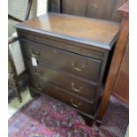 A small George III style mahogany chest three long drawers, with brushing slide, width 68cm, depth