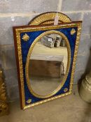An Empire style painted gilt and faux malachite wall mirror, width 60cm, height 93cm