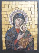 An early 20th century micro mosaic, ‘madonna del perpetuo soccorso’ framed with Vatican label verso,
