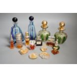 A pair of early 20th century French glass scent bottles, one other pair and miniature scent