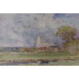 Sir Alfred East (1849-1913), watercolour, 'Blythburgh, Suffolk', 23 x 34cm