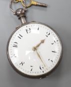 A George IV silver keywind verge pocket watch, by Tanner of Hailsham, with Arabic dial and