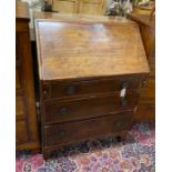 A small George III mahogany bureau, width 76cm, depth 55cm, height 104cm