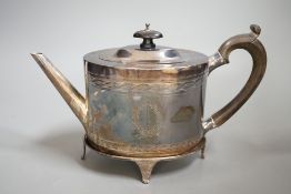 A George V 18th century style silver oval teapot on stand, by Elkington & Co, Birmingham, 1911,