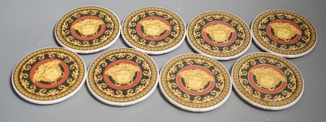 Rosenthal for Versace. A Medusa pattern set of eight coasters, 9cm