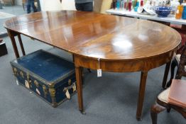 A George III, possibly Irish, mahogany D end extending dining table, length 190cm, 260cm extended,