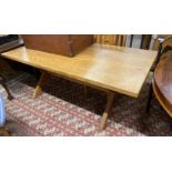 A rectangular pitch pine tavern type refectory dining table, length 182cm, width 86cm, height 73cm