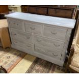 A Victorian style painted pine seven draw chest, width 140cm, depth 43cm, height 88cm