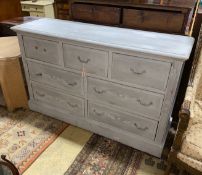 A Victorian style painted pine seven draw chest, width 140cm, depth 43cm, height 88cm