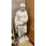 After the antique. A painted plaster figure of a classical woman (a.f.), height 127cm