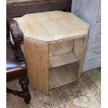 A Libertys style bleached oak octagonal book table, width 60cm, height 60cm