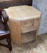 A Libertys style bleached oak octagonal book table, width 60cm, height 60cm