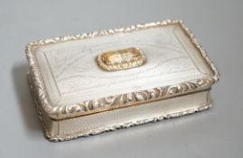 A William IV silver and citrine mounted rectangular snuff box, by Nathaniel Mills, Birmingham, 1830,