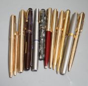 A quantity of fountain and ballpoint pens, Waterman's, Parker and Staedler