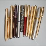 A quantity of fountain and ballpoint pens, Waterman's, Parker and Staedler