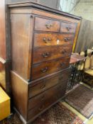 A George III mahogany chest on chest, width 110cm, depth 54cm, height 185cm
